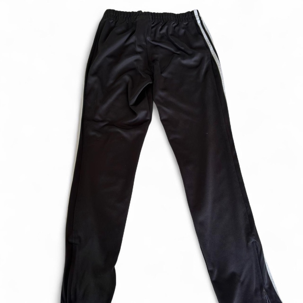 adidas kids Black & White Signature Three-Stripe Track pants medium - Picture 3 of 6